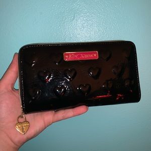 Betsey Johnson Black Leather Heart Wallet
